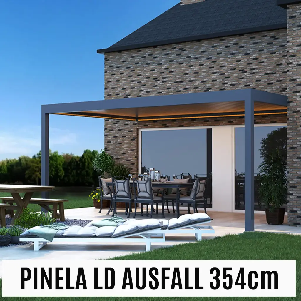 93. Pinela Lamellendach 350x354 Anthrazit (1. Wandmontage)